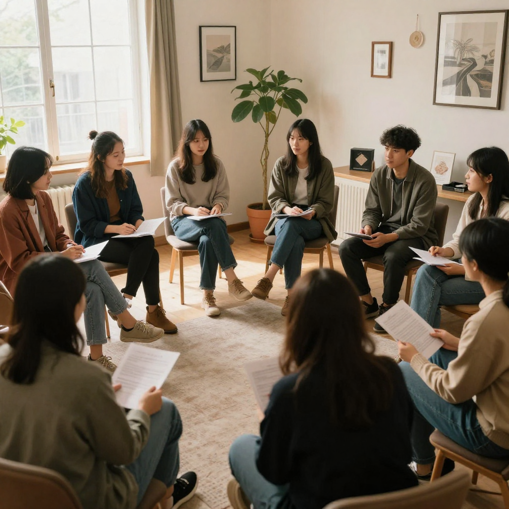 Creative storytelling workshop with participants sharing stories